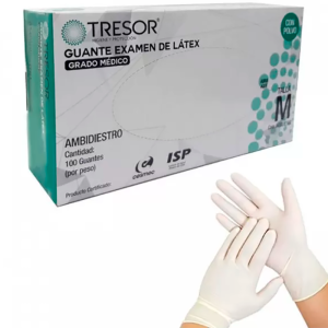 GUANTE EXAMINACION LATEX CON POLVO TRESOR